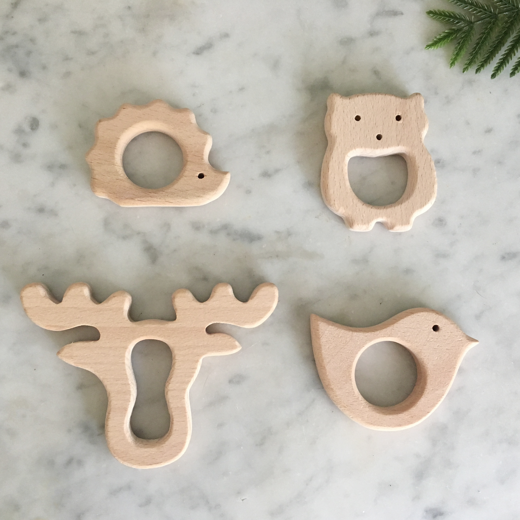Natural Wood Baby Teether – Aspen & Maple