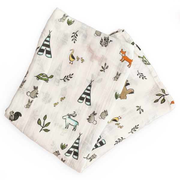 CAMP PALS baby swaddle forest theme