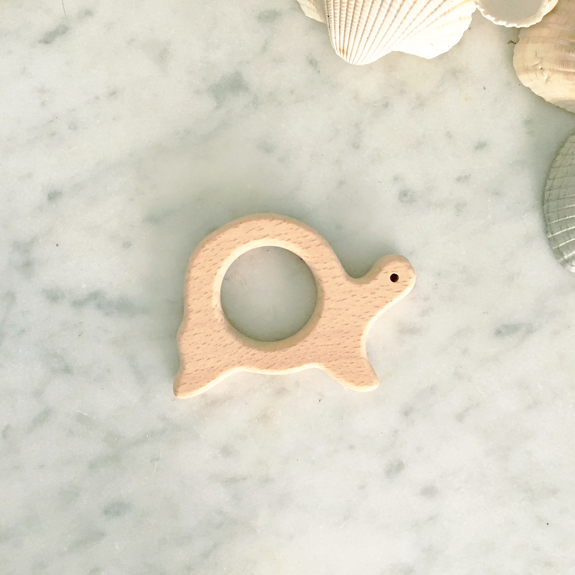 turtle shaped natural wood teether