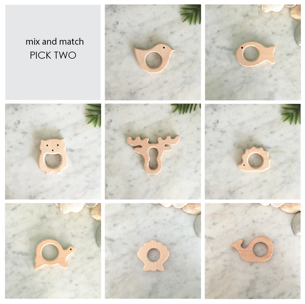 Wooden Teether Set 2pk - You Pick